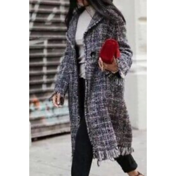Zara nwt wool frayed edge coat - Picture 9 of 12